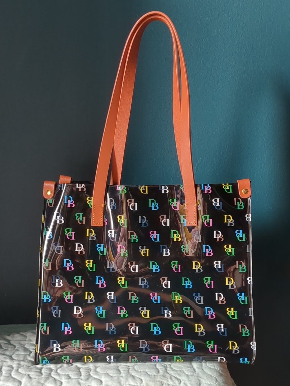 Dooney & Bourke Black/Multi  Logo Medium Shopper Tote Bag